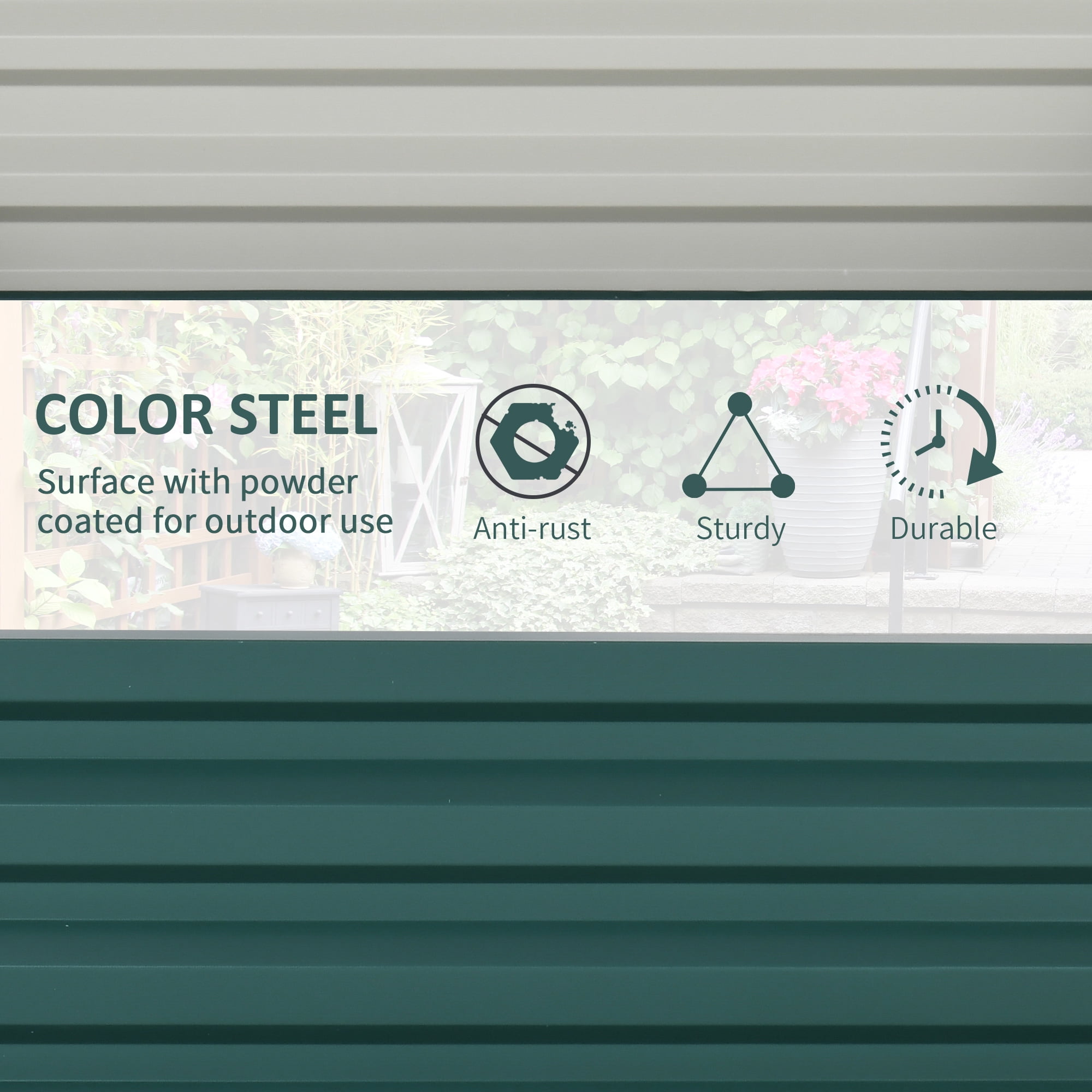 Galvanized Raised Garden Bed, Metal Planter Box, for Growing Vegetables, Flowers, Herbs, Succulents, Green, 4' x 4' x 1'
