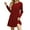 Red, variant on SHIBEVER Fall Dresses for Womens Casual Crew Neck Ruffle Hem Mini Dress Comfy Short Sleeve Loose Fit Solid Color Shirt Dress