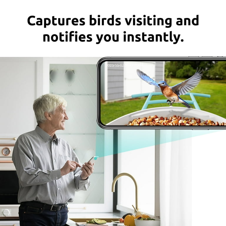 NETVUE By Birdfy Smart Bird Feeder Camera, Auto-Identify, Notify, Record Video, Collect Permanently, Birdwatching Recap, High-Definition Bird Camera, Birdfy Feeder AI Blue+Solar