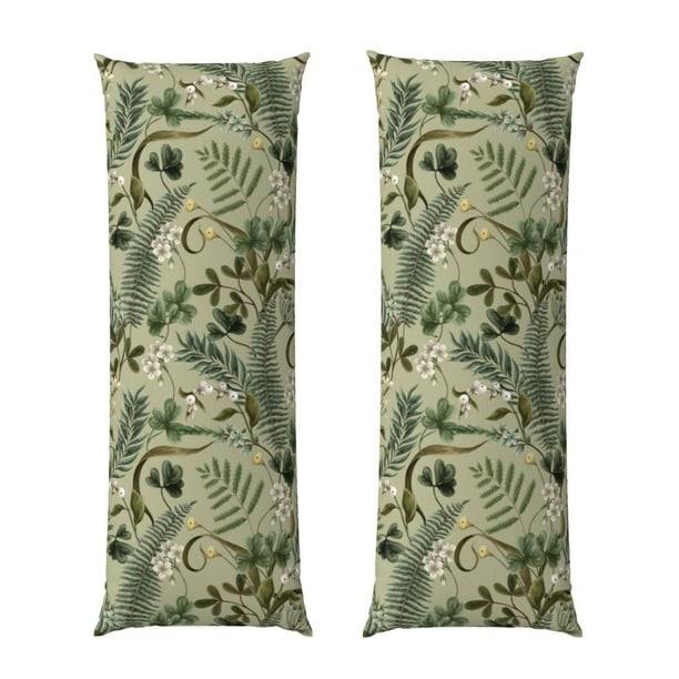 Balery Tropical Plants Green Funda Protectora para Almohada Corporal de Algodón Hipoalergénico con Cierre(55 x 21 pulgadas), Almohadas No Incluidas