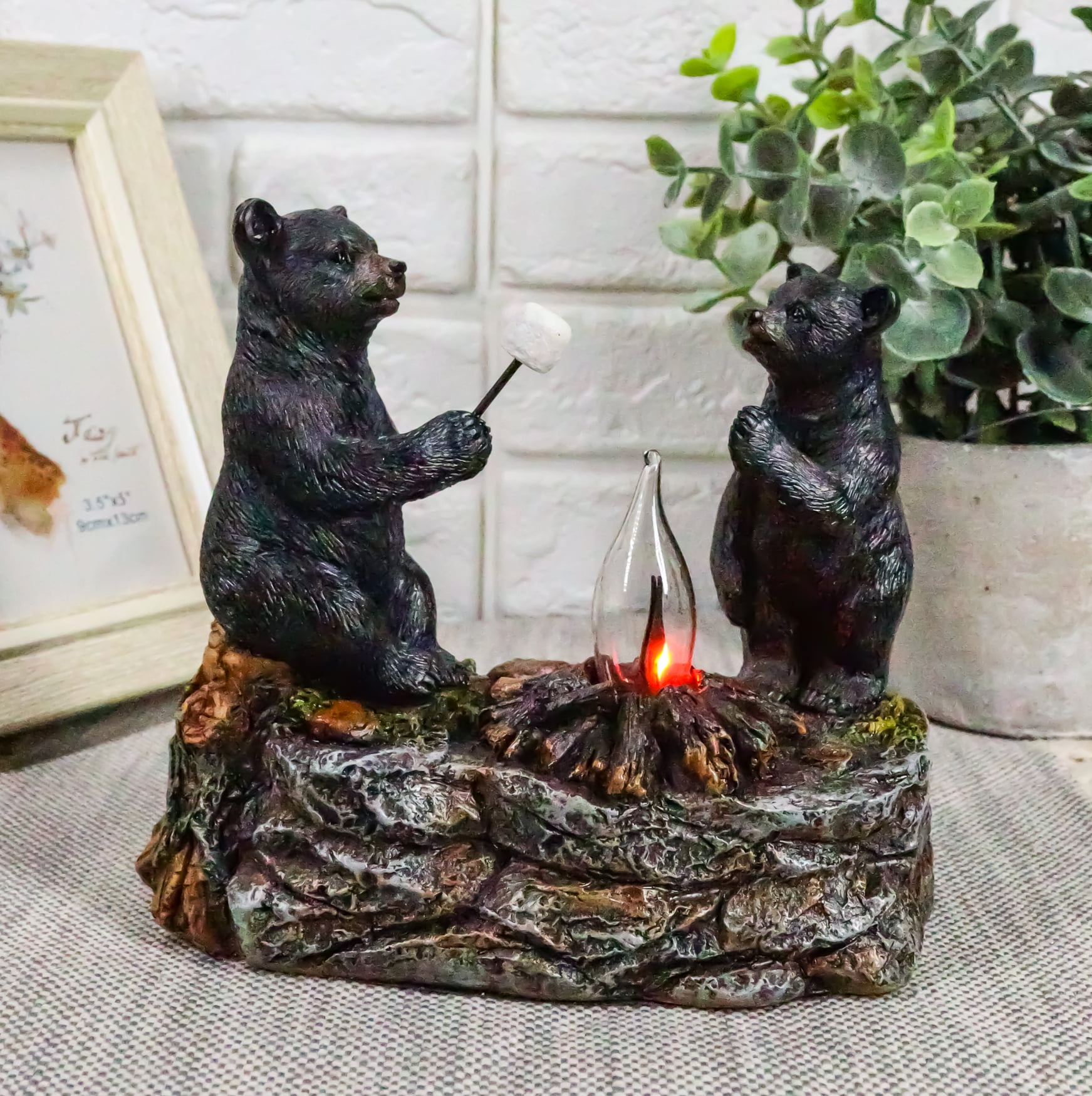 Black Forest Decor Bear Tree Light – Rustic Bark Texture Night Light With Backlit Bear Scene – 7.24” X 4.75” Lodge & Cabin Decor
