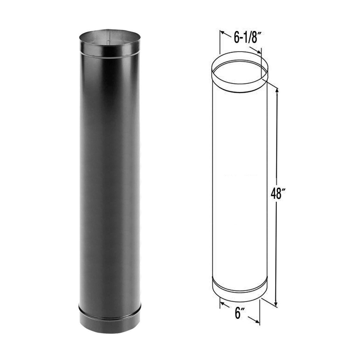 DuraVent DuraBlack 48-Inch 6DBK-48 Single Wall Black Stove Pipe, Black