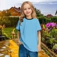 thumbnail image 4 of Frwgonr Kids Shirts Short Sleeve T-Shirts Kids Crewneck Tops Cute Fashion Tees 3-14 Years, Light Blue, 4 of 5