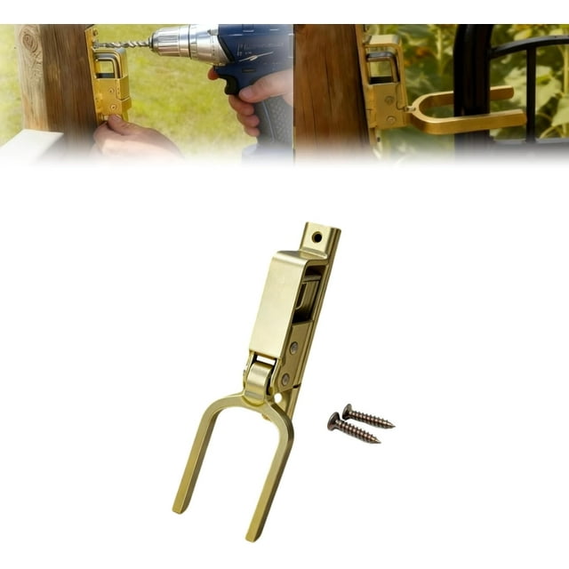Instant Locking Gate Latch, 2PCS Heavy Duty Automatic Spring Lock for Farm Ranch Backyard, Rust-Resistant Steel Self-Locking Latch for Wood Metal Pipe Gates