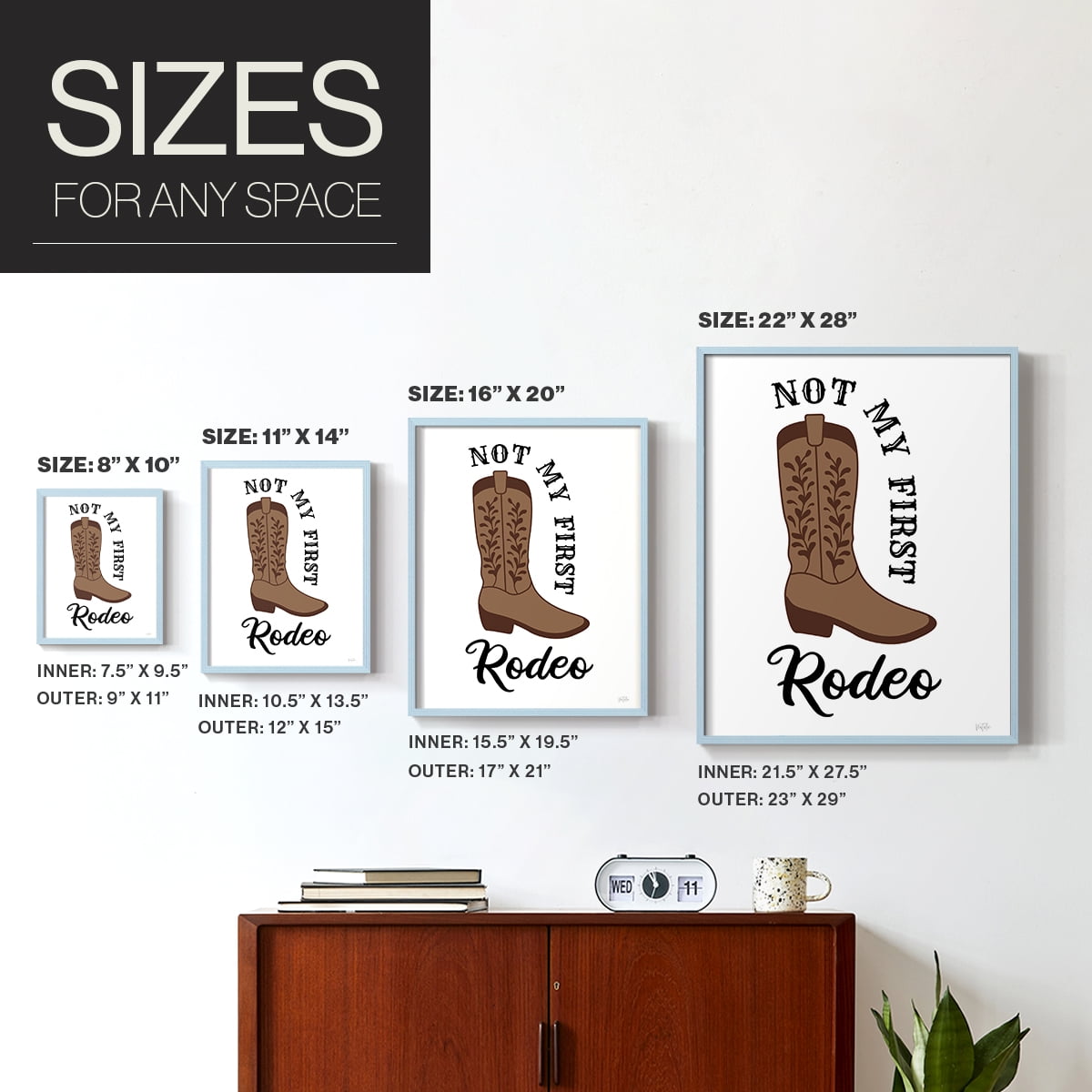 Not My First Rodeo in Blue Solid Wood 11 x 14 Framed Print