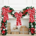 thumbnail image 4 of Colgante de lazo navideño a cuadros de lino fino, decoración para fiestas navideñas, diseño de escena, lazo de decoración navideña, 4 of 6