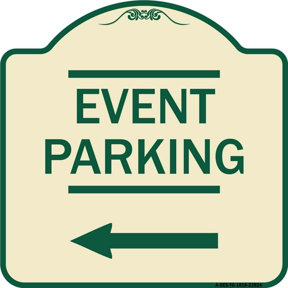 SignMission Designer Series Sign - Thanks for Coming Turn Right for Exit Event Parking with Left Arrow | Tan & Green 18" X 18" Heavy-Gauge Aluminum Architectural Sign | Made in the USA