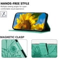 thumbnail image 3 of ELEHOLD Case for Google Pixel 7 Pro, Sunflower Embossed Leather Wallet Case with Magnetic Closure & Kickstand,Green, 3 of 6