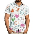 thumbnail image 2 of Betivan Men's Shirt Valentine's Day Printed Turndown Collar Button-Down Blouse, Short Sleeve Breathable Casual Top Daily Beach Vacation Gathering, 2 of 6