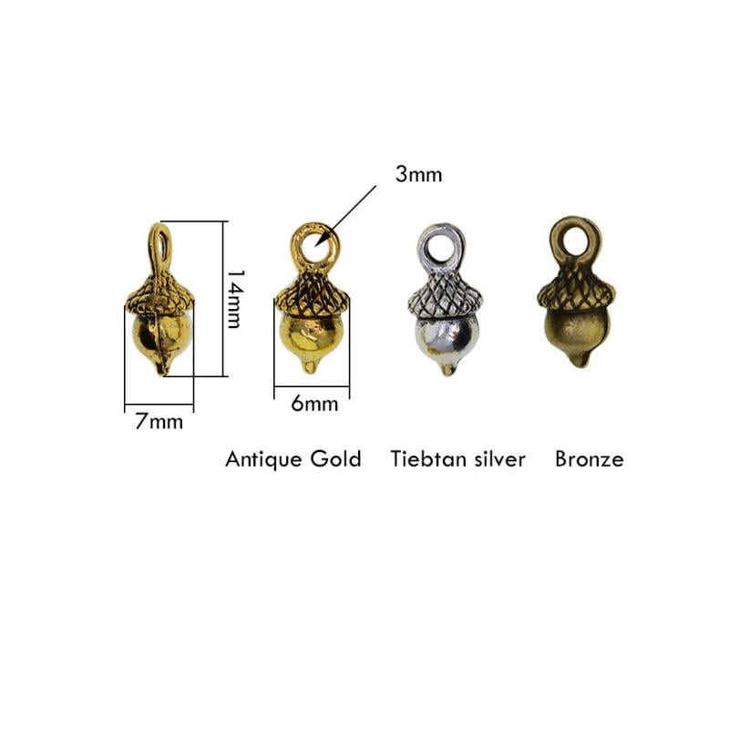 50pcs Golden Bronze 3D Pine Cone Charms Pendants 14x7x6mm 