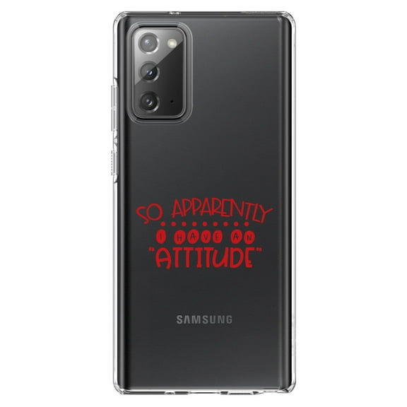 DistinctInk Clear Shockproof Hybrid Case for Samsung Galaxy Note 20 (6.7" Screen) - TPU Bumper Acrylic Back Tempered Glass Screen Protector - So Apparently I Have An Attitude - Red