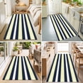thumbnail image 4 of Hallway Runner Rug 2'x6', Yellow Navy Blue Striped Kitchen Runner Rugs Non-Slip Carpet Mats, Neutral Minimalist Lines Bedside Rugs Runners Washable Floor Carpet for Bathroom Laundry Room, 4 of 8