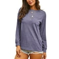 thumbnail image 3 of Colisha Autumn Casual Shirt Blouse Tops for Women Long Sleeve Tunic Tee with Pocket Solid Basic Pullover Slide Slit T Shirt, 3 of 5