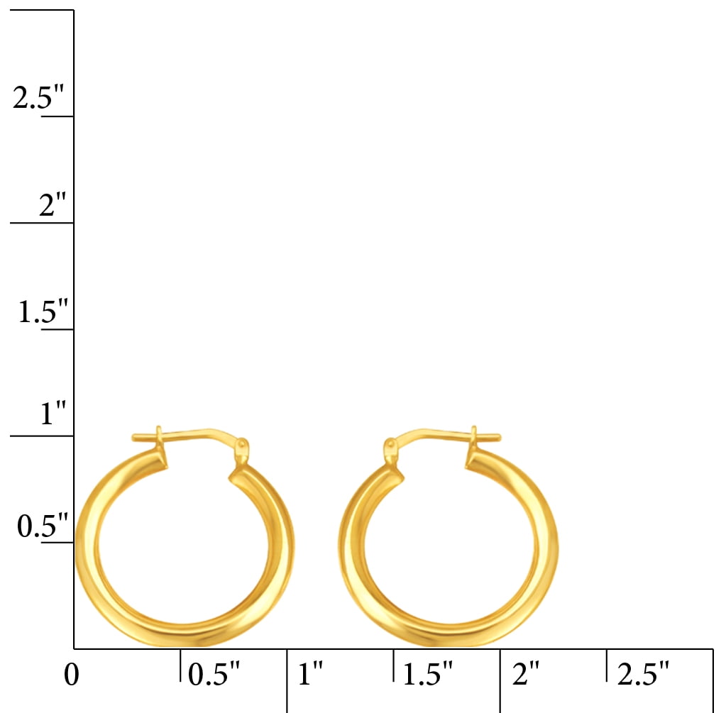 Brilliance Fine Jewelry Women's 14K Gold Plated Sterling Silver Yellow and Tri Color Round Hoop Earrings Set