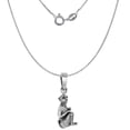 thumbnail image 3 of 1 inch Sterling Silver Sitting Monkey Necklace Diamond-Cut Oxidized finish 20 inch BX_15, 3 of 4