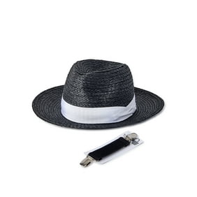 Time and Tru Women's Black Panama Hat with Ribbon Trim and Travel Clip