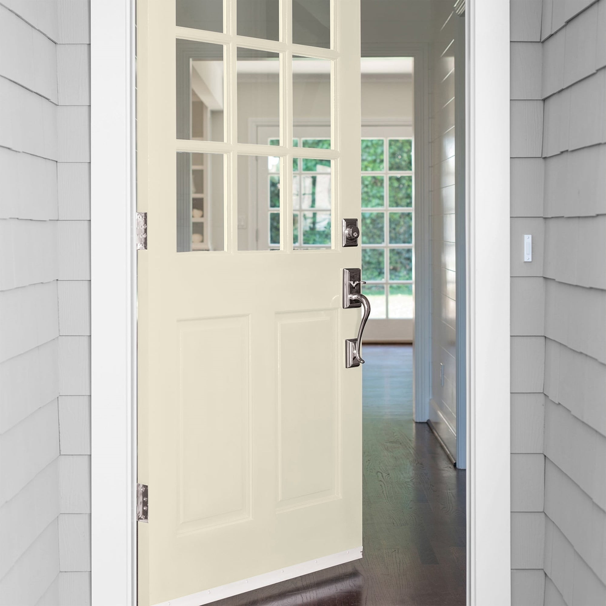 Glidden One Coat Vanilla Love / Off-White Satin Exterior Paint with Primer, 1 Gallon