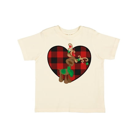 

Inktastic Christmas Reindeer Buffalo Plaid Boys or Girls Toddler T-Shirt