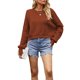 thumbnail image 3 of Suéter de Mujer de Otoño, Cuello Redondo, Tipo Murciélago, Estilo Pullover Rojo Óxido M, 3 of 7
