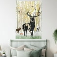 thumbnail image 4 of Antlers Tapestry, Deers in Autumn Forest Colorful Leaves Trees Grass Wildlife Fall Landscape Print, Wall Hanging for Bedroom Living Room Dorm Decor, 40W X 60L Inches, Green Orange, by Ambesonne, 4 of 5