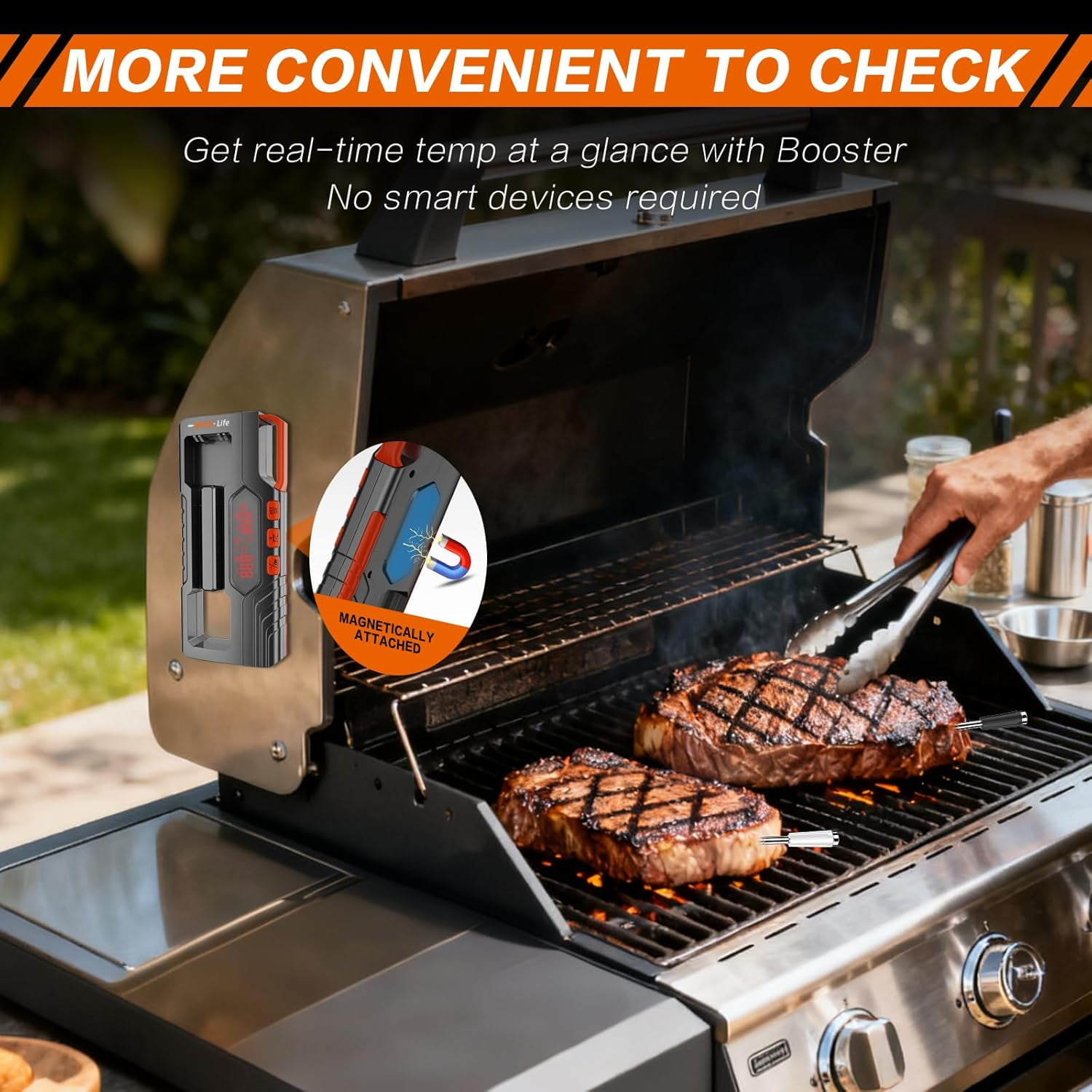 BYXAS Smart Bluetooth Wireless Meat Thermometer, Real-Time Monitoring Control Digital Thermometer with Smart App, 2 Meat Probes IP69 Waterproof High Accuracy Perfect for BBQ, Oven, Grill & Smoker
