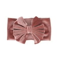 thumbnail image 2 of Lilgiuy Toddler Girls Velvet Headbands Cute Solid Stretchy Soft Oversized Pleated Hair Bands with Big Bow Headwear Headband Hair Accessories Pink, 2 of 3