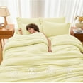 thumbnail image 2 of 5 Pieces Twin Comforter Set, Soft Bed in a Bag Twin Size, All Season Bedding Set with Comforter, Flat Sheet, Fitted Sheet, Pillowcases & Shams, Cream Yellow, 2 of 14