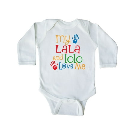 

Inktastic Lala Lolo Loves Me Grandchild Gift Baby Boy or Baby Girl Long Sleeve Bodysuit