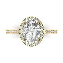 Solitaire with Accents Engagement Ring for Women - 2.27ct Moissanite in 18K Yellow Gold Promise Ring