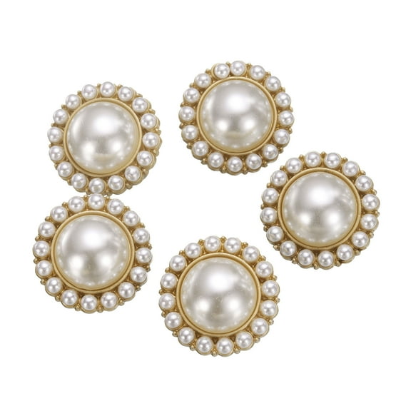 Uxcell 5pcs 36L Pearl Gold Metal Sewing Buttons 23mm 7/8" Round Women Coat Buttons with Plastic Shank Replacement DIY Button for Sewing Clothing Sweater Decoration Craft, #10