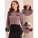 thumbnail image 2 of Chaqueta Corta de Tweed para Mujer Blazer Vintage de Tela de Cuadros con Solapa y Doble Botonadura rojo M, 2 of 5