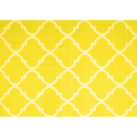 Ahgly Company Indoor Rectangle Trellis Yellow Modern Area Rugs, 6' x 9'