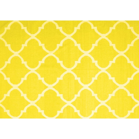Ahgly Company Machine Washable Indoor Rectangle Trellis Yellow Modern Area Rugs, 5' x 7'