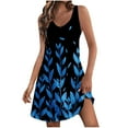 thumbnail image 2 of Ovzne Robes d'Été pour Femmes Robe de Plage Décontractée pour Femmes avec Poches Robe d'Été Boho de Plage T-Shirts Robe Col en V Robes Débardeurs Amples Robe de Vacances Imprimée Liquidation, 2 of 7