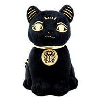 Ebros Black & Gold Egyptian Small Scarab Amulet Bastet Cat Plush Toy Soft Doll Collectible 5"H
