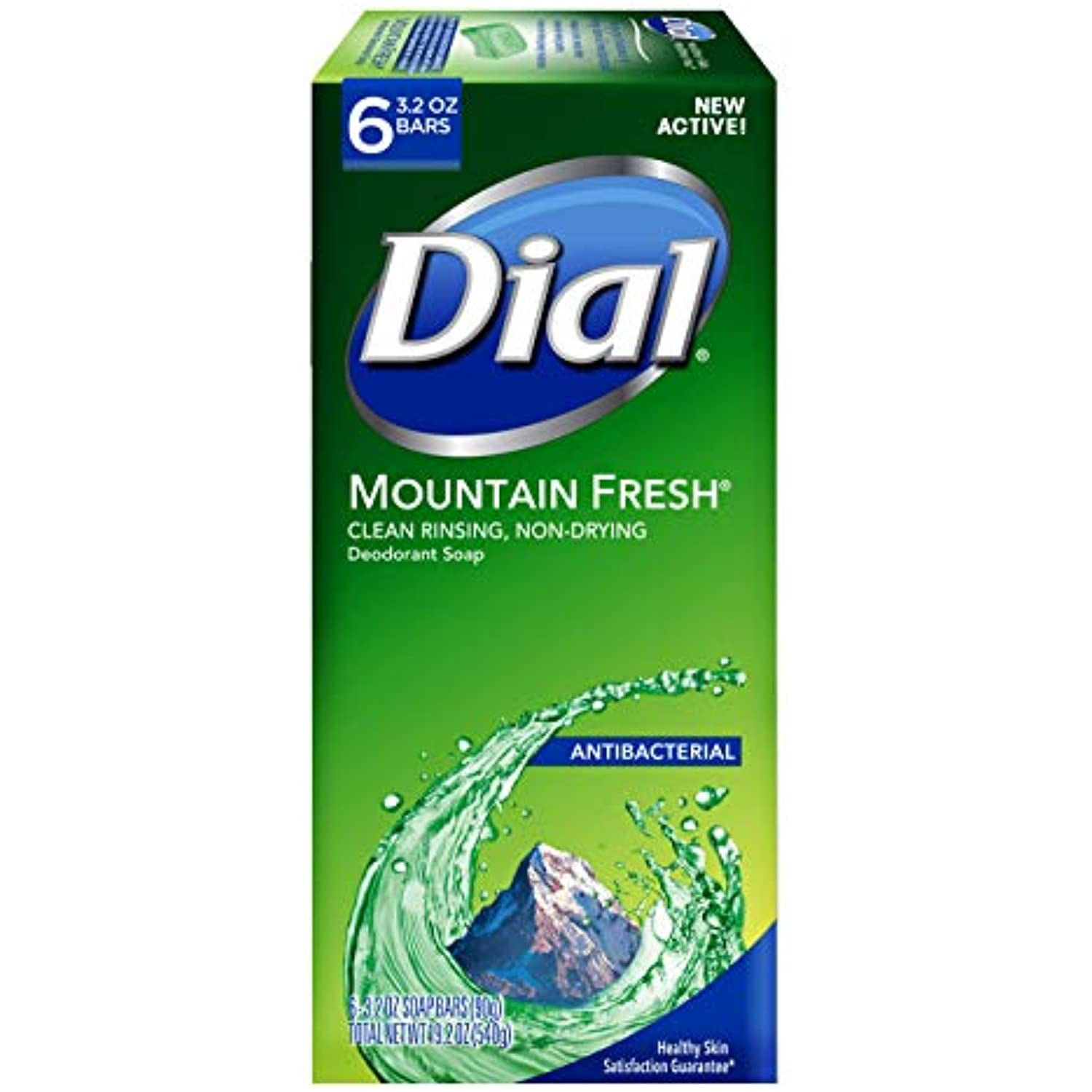 Dial Antibacterial Bar Soap, Mountain Fresh, 3.2 Ounce, 6 Bars