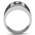 thumbnail image 3 of Luxe Jewelry Designs Men's Stainless Steel Cocktail Ring with Round Clear Crystals - Size 12, 3 of 4