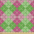 thumbnail image 2 of Ambesonne Abstract Fabric by the Yard Upholstery, Argyle Inspired Elements, 5 Yards, Pink Lime Green, 2 of 5