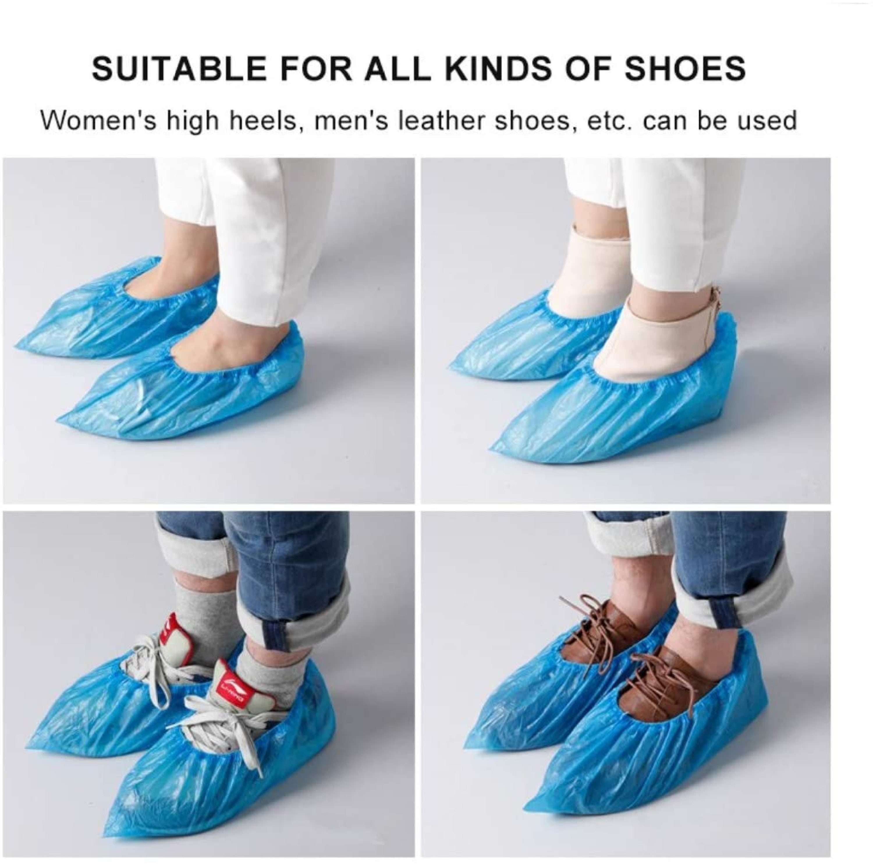 100 Pack Disposable Shoe & Boot Covers Waterproof Slip Resistant Shoe