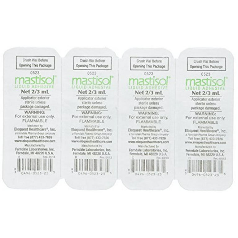  Mastisol Medical Liquid Adhesive 2/3 mL Vials, Four (4