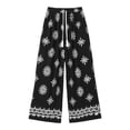 thumbnail image 4 of DHFJKG Bohemian Linen Pants Women Floral Print Wide Leg Flowy Palazzo Casual Drawstring Summer Beach Vacation Comfortable Trousers, 4 of 4