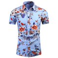 thumbnail image 1 of Playeras Y Camisas Para Hombre Novedad de verano, camisa de manga corta con estampado ajustado para hombre, camisa informal de poliéster a la moda de talla grande para playa (Blue, XXL), 1 of 2