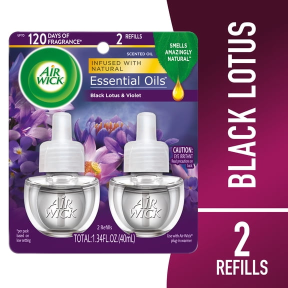 Air Wick Plug-In Scented Oil Air Freshener Warmer Refills, Black Lotus and Violet, 2 Count