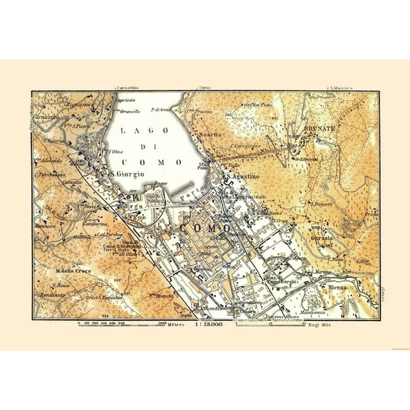 Historic Map - Como Province Italy - Bertarelli 1914 - 32.37 x 23 - Vintage Wall Art