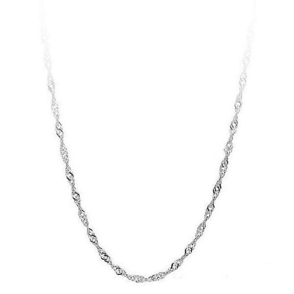 18 inch White Gold Plated Singapore Chain 1.5mm Adjustable to 20 Inch Necklace for Women Everyday Wear
