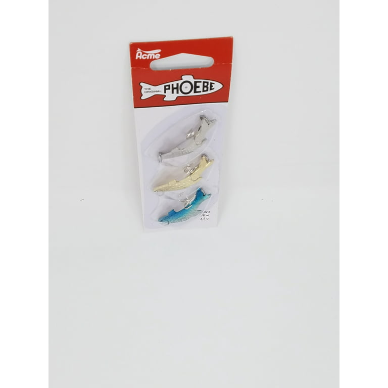 Acme Tackle Phoebe Fishing Lure Spoons 3PK 1/8 oz. Silver, Gold, Neon Blue  
