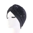 thumbnail image 2 of Skymirror Women Hat Good Stretch Wind-proof Tear-resistant Anti-shrink Brimless Warm Sequin Trim Flower All Match Turban Hat Fashion Accessory, 2 of 8
