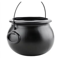 Xmealix Plastic Cauldron Bowl Candy Bowl 8" Large Black Witch Cauldron Pot Bucket For Decorations Trick Or Treat Party Supplies
