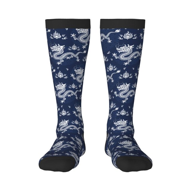 Fotbe Dragon Calcetas Divertidas Estampadas para Hombre y Mujer, Calcetas de Algodón hasta la Rodilla para Caminar, Correr, Enfermería y Embarazo