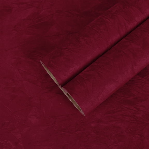CHIHUT 12''x100'' Dark Red Peel and Stick Velvet Contact Paper for Bedroom Velvet Self Adhesive Contact Paper for Furniture Colored Thick Fabric Wallpaper Peel and Stick Velvet Lining for Drawers